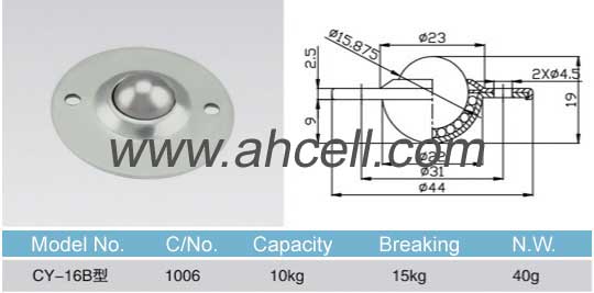 CY_16B ball transfer unit size